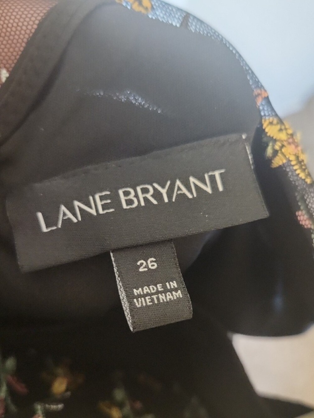 Lane Bryant Black Midi Dress with Pink & Yellow Floral Embroidery Size 26 - Picture 3 of 3